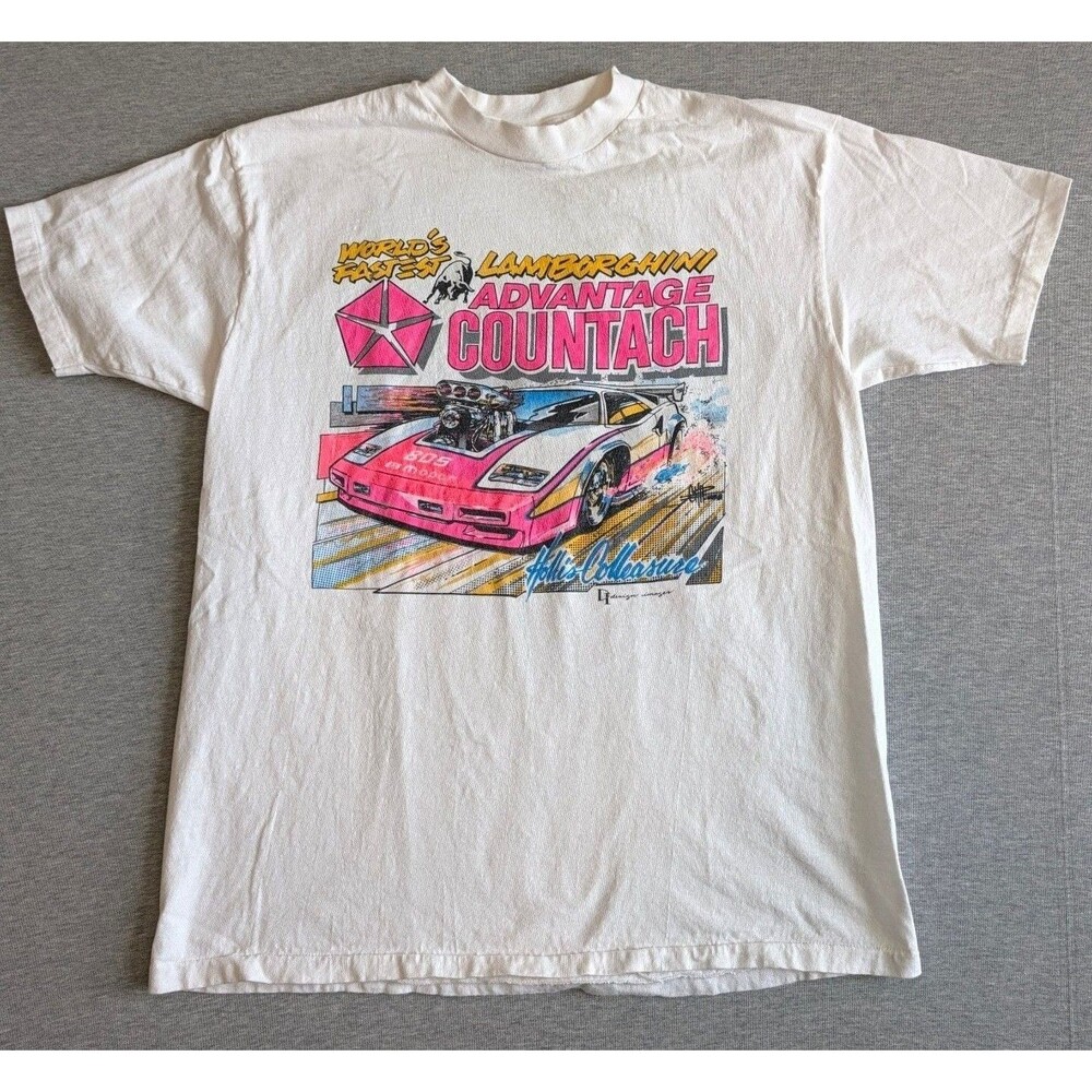 Vintage Lamborghini Countach Mopar Graphic T-Shirt White XL single St